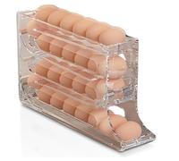 Portauova. Rolling Egg Holder 4 Tiers Rolling Egg Dispenser 4-Tier Auto Rolling Egg Dispense Space-Saving Egg Dispenser Holder Large Capacity for Fridge Kitchen Refrigerator(Transparent)