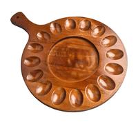Portauova rotondo decorativo in legno di acacia porta uova deviato con 24 fori