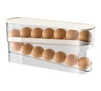 Portauova salvaspazio su ruote per frigorifero, per 12 uova grandi, PTE stabile e trasparente con coperchio ribaltabile, facile da accedere per il frigorifero