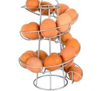 Portauova verticale a spirale per la cucina, struttura in ferro, contiene 20 uova, ottimizzato per una stabilità piatta e quotidiana (grigio argento)