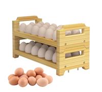 Portauovo in legno, supporto a due livelli, bancone da cucina con design impilabile, fattoria con finitura in legno naturale, , organizzatore con base stabile, porta uova sul piano di