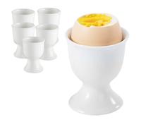 Portauovo in Porcellana, Set di 6 Portauovo in Porcellana Bianca, Portauovo Classico in Porcellana Bianca, 7 x 5,2 cm in Porcellana Bianca, Uova Sode e Alla Coque per Buffet o Colazioni in Famiglia