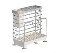 Portautensili con forti ventose e drenaggio in acciaio inox per forchette, cucchiai, bacchette per uso in cucina (bianco)