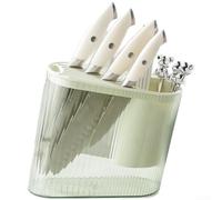 Portautensili con scolapiatti 10 scomparti verde (verde) | 10 slot dedicati, sezione bacchette, efficiente drenaggio dell'acqua, mantiene i banconi asciutti, finitura verde