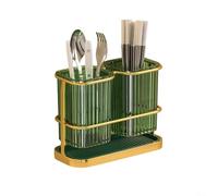 Portautensili da cucina con design a doppio secchio, organizer per lo scarico del lavello, per cucchiaio e forchetta (piano del tavolo)