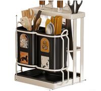 Portautensili da cucina con sistema di drenaggio integrato per migliorare il flusso d'aria e l'igiene nelle aree di preparazione degli alimenti (bianco)