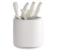 Portautensili da cucina extra large girevole a 360° for stoviglie con divisore rimovibile, contenitore for posate in plastica for forchette, cucchiai, coltelli e spatole(White)