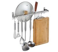 Portautensili da cucina in acciaio inox, 40 cm, con 6 ganci mobili, versatile per pentole, padelle e utensili (60 cm, 10 ganci)