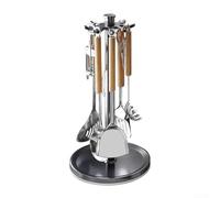 Portautensili da cucina in alluminio con 8 ganci, girevole a 360 gradi, organizer per utensili da cucina, base antiscivolo per un facile accesso e organizzazione della cucina (nero)