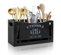Portautensili da Cucina in Bambù, Porta Mestoli da Cucina Organizer per Utensili da Lavoro con 3 Scomparti, Porta Utensili da Cucinas Portas Posate Cucinaas per Decorazione Della Cucinaas di Fattoria