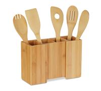 Portautensili da cucina Portaposate in bambù Organizer per utensili 5 scomparti