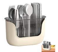 Portautensili da cucina - Scatola di immagazzinaggio trasparente, supporto divisorio per spatola | Organizzatore da bancone per cucchiai coltelli, 3 posate, fessura vassoio cilindro caddie, cestino di