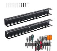 Portautensili da parete, 2 pezzi, 40 cm, supporto per cacciavite a 14 fori, supporto da parete con viti e tubo di espansione, supporto da parete per garage, officina, banco da lavoro