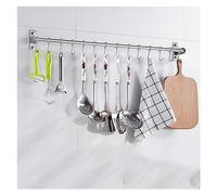 Portautensili da parete in acciaio inox, con ganci e portabicchieri, multifunzione, per cucina e bagno, per spatole e pentole, 50 x 5 x 9 cm