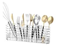 Portautensili in acciaio inox - Portautensili | Organizer per utensili da cucina | 304 antiruggine scolapiatti per coltelli e forchette con ganci, scolaposate ad asciugatura rapida per piano di lavoro