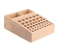 Portautensili in legno a 46 fori, organizer per artigianato in pelle con scomparti rettangolari, 15,9 x 13 x 6,1 cm