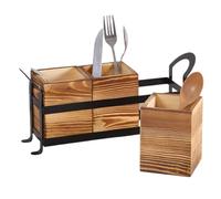 Portautensili In Legno - Maniglia Portatile A 3 Scomparti Elegante Portaposate Da Appoggio | Supporto Per Forchette E Cucchiai Per Armadio Da Cucina | Scaffale Per Stoviglie Per Tavolo Da Pranzo Da Pi