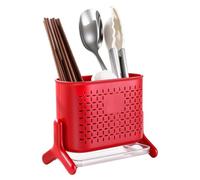 Portautensili per piano di lavoro, organizer per bacchette a più scomparti | Organizer per utensili da bancone per bacchette, sbattitore d'uova, spatole, fattoria, casa, dormitorio, appartamento, rosso