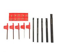 Portautensili per Tornio, 5 Bareni per Tornio + 10 CCMT060204 Inserti HC YBC251 + 5 Chiavi