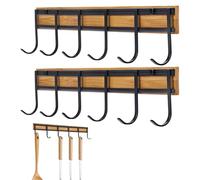 Portautensili - Set di 2 porta utensili da cucina, montaggio a parete, 6 ganci, organizer per utensili da cucina, , dispensa, appartamento, ristorante, fattoria