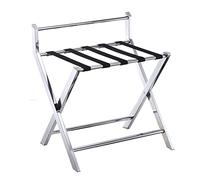 ACLips Portavaligie Pieghevole, Supporto per Valigia con Cinturino in Nylon in Acciaio Inossidabile Posteriore, ripiano da Appendere alla gruccia per Camera d'albergo (Colore: Argento, Dimensioni: