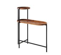 Portavasi A 2 Ripiani, Portavasi In Metallo E Legno, Moderno Portavasi per Piante, Portavasi per Più Piante, Portavasi per Patio, Giardino E Soggiorno(60cm)