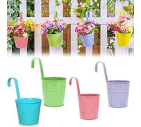 Portavasi da Balcone,4 PCS Vasi di Fiori Appesi Metallo Portavaso da Appendere Grandi Vasi da Fiori con Gancio Vasi per Balcone Giardino Decorazione per la Casa