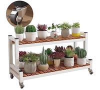 Portavasi in metallo con ruote, a 2 e 3 ripiani, salvaspazio, per interni ed esterni, per giardino, balcone e scarpiera, versatile