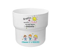 Portavasi vasetto Grazie Maestra Per Averci Fatto Crescere Personalizzato con Nome Idea Regalo Fine Anno Scolastico Natale Pasqua Insegnanti Asilo Nido Materna Elementari 9x10cm PIANTA NON INCLUS