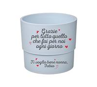 Portavasi vasetto "Grazie per quello che Fai Ti Voglo bene Nonna" Personalizzato con Nome Idea Regalo Compleanno Natale Pasqua Festa dei Nonni della Mamma Donna Nonna Moglie 9x10cm PIANTA NON INCLUSA