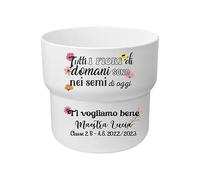 Portavasi vasetto Ti Vogliamo Bene Maestra Personalizzato con Nome Classe Anno Idea Regalo Fine Anno Scolastico Natale Pasqua Insegnanti Asilo Nido Scuola Materna Elementari 9x10cm PIANTA NON INCLUSA