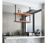 Portavaso da appendere al soffitto, stile vintage, per bar, vino, a 2 ripiani, industriale, per cucina, ufficio, bagno, soggiorno, camera da letto, elegante decorazione per la casa (100 x 25 x 70 cm)