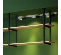 Portavaso da appendere con portabottiglie e mensole a soffitto a 2 ripiani, in legno e metallo, in ferro, decorazione galleggiante per cucina e bar (100 x 30 x 80 cm)