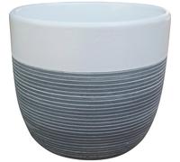 Portavaso da interno in ceramica a righe Ø 13,5 x H 12,5 cm bianco e grigio Grigio