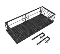 Portavaso di Fiori Ferro, Portavasi da Balcone In Ferro Supporto Per Fiori In Metallo, Porta Fiori da Balcone in Metallo Nero per Giardino Balcone, 50X25x12cm (For 2.5cm Railing)
