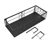 Portavaso di Fiori Ferro, Portavasi da Balcone In Ferro Supporto Per Fiori In Metallo, Porta Fiori da Balcone in Metallo Nero per Giardino Balcone, 50X25x12cm (For 6.5cm Railing)