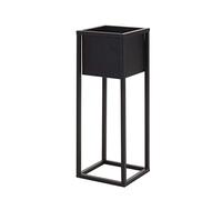 Portavaso in metallo nero con vaso nero, 60 cm, supporto quadrato