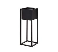 Portavaso in metallo nero con vaso nero, 70 cm, supporto quadrato