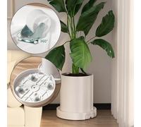 Portavaso mobile con ruote girevoli per movimento interno e drenaggio dell'acqua per mantenere la salute delle piante (bianco)