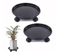Portavaso nero, 2 supporti per piante da 30 cm con 4 ruote universali, vaso mobile, resistente sottovaso rotondo in vaso, capacità di carico 40 kg