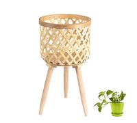 Portavaso per piante, decorativo, in, intrecciato a mano, con piedini stabili, da tavolo rotondo in legno, realizzato a mano, per piante in vaso, vasi