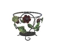Portavaso portafiori con fiori foglie rose in ferro battuto 1 posto arredo vaso