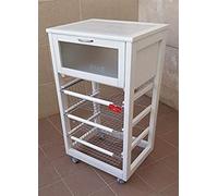 Portaverdure legno mattonelle + portapane bianco carrello portatutto prodotto made in italy