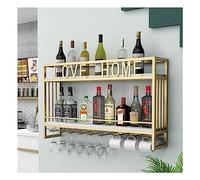 Portavino a parete in ferro, portabottiglie e bicchieri, mobile per vini minimalista moderno, portavino rosso, scaffale decorativo per sala da pranzo rosso, bianco, champagne (Colore: oro, d