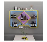 Portavino montato a muro con luce LED, portabicchieri da vino in metallo moderno e espositore creativo per bottiglie di vino per cucina, soggiorno, bar di casa, caffè (Colore: Oro, Dimension
