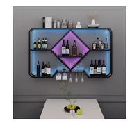 Portavino montato a parete con luce LED, portabicchieri da vino in metallo moderno e portabicchiere creative per cucina, soggiorno, home bar, caffè (colore: nero, dimensioni: 120x20x70cm)