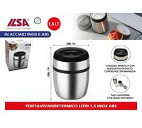 Portavivande Termico 2 Pietanze Acciaio 18/10 1,5L con Coperchio Bicchiere
