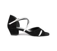 Portdance Scarpe da ballo da donna PD816 - Pelle Nero/Argento - Tacco 3 cm - Larghezza normale - Suola in pelle grezza - Made in Portogallo, nero/argento, 41 EU