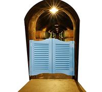 Porte a battente in legno massello, divisorio a mezza vita per cucina, balcone, cantina, portico, armadio, colore blu, dimensioni 70 x 100 cm