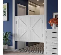 Porte a battente in pino massiccio per saloon bar, chiusura automatica, mezza vita, divisorio per ingresso cucina e ristorante, bianco (99 cm di larghezza x 81,3 cm di altezza), con cerniere per
